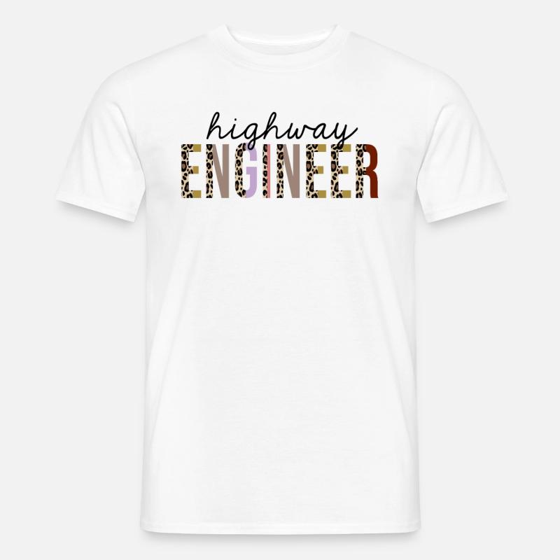 Highway Engineer Leopard Print Lustig - Männer T-Shirt - Weiß