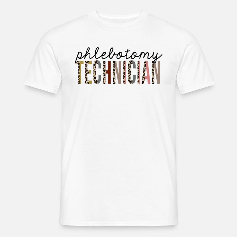 Phlebotomie Techniker Leopard Print Lustig - Männer T-Shirt - Weiß