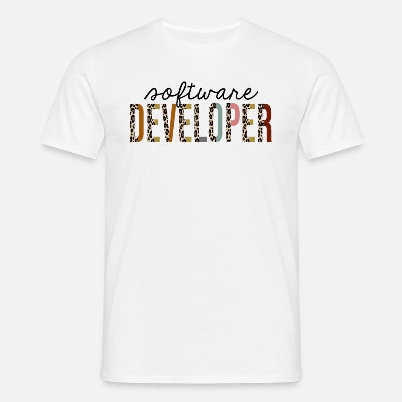 Software Developer Leopard Print Funny - Men's T-Shirt - white