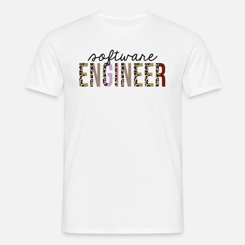Software engineer Leopard Print Funny - Men's T-Shirt - white