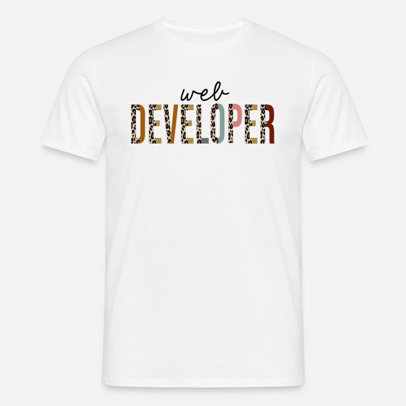 web developer Leopard Print Funny - Men's T-Shirt - white