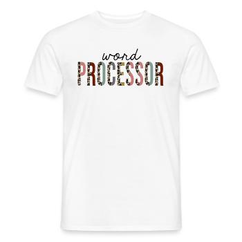 Word Processor Leopard Print Funny - Men's T-Shirt - white - Front - AI Model Male 178 dark (178cm)