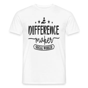 Travailleur social difference Maker - T-shirt homme - blanc - Devant - AI Model Male 178 dark (178cm)