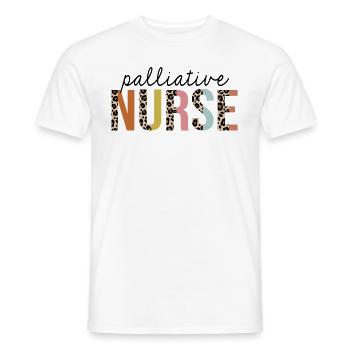 Palliative Nurse Leopard Print Registered RN - Men's T-Shirt - white - Front - AI Model Male 178 dark (178cm)