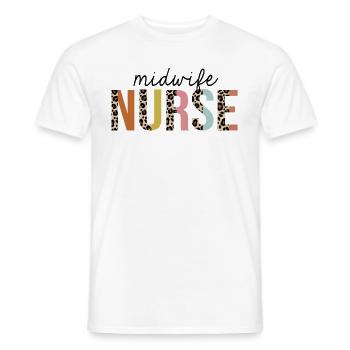 Midwife Nurse Leopard Print Registered RN Nursing - Men's T-Shirt - white - Front - AI Model Male 178 dark (178cm)