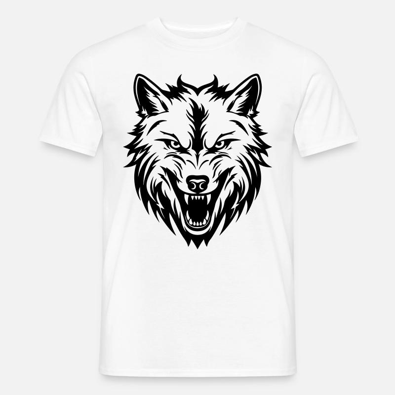 Wolf Kopf - Männer T-Shirt - Weiß