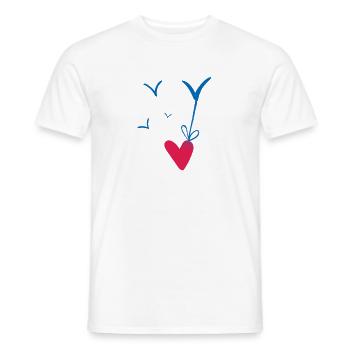 Coeur mer mouettes mer mer lac District cadeau - T-shirt homme - blanc - Devant - AI Model Male 178 dark (178cm)