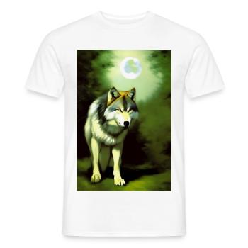 Wolf und Mond - Männer T-Shirt - Weiß - Vorne - AI Model Male 178 dark (178cm)