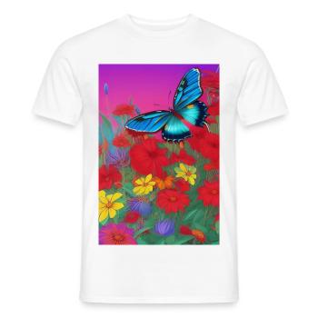 Blumen und Schmetterling - Männer T-Shirt - Weiß - Vorne - AI Model Male 178 dark (178cm)