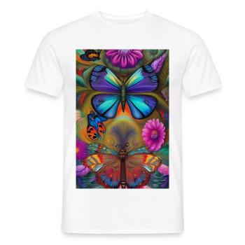 Flowers and Butterfly - Men's T-Shirt - white - Front - AI Model Male 178 dark (178cm)