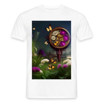 Flowers and butterfly - Men's T-Shirt - white - Front - AI Model Male 178 dark (178cm)