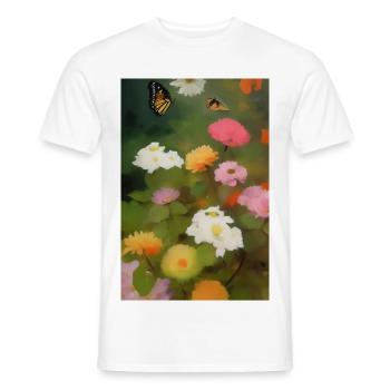 Flowers and Butterfly - Men's T-Shirt - white - Front - AI Model Male 178 dark (178cm)