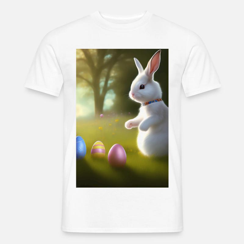 Osterhase mit Oster Eier - Männer T-Shirt - Weiß