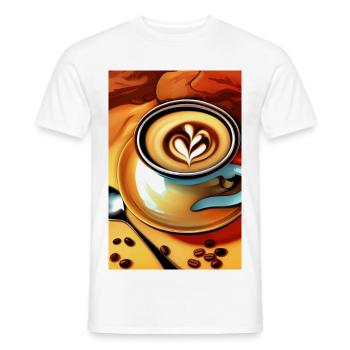 Café, grains de café - T-shirt homme - blanc - Devant - AI Model Male 178 dark (178cm)