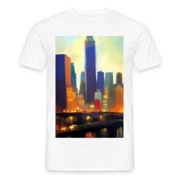 New York City Skyline - Men's T-Shirt - white - Front - AI Model Male 178 dark (178cm)