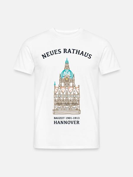 Hannover, Südseite Neues Rathaus, Wahrzeichen - Männer T-Shirt - Weiß