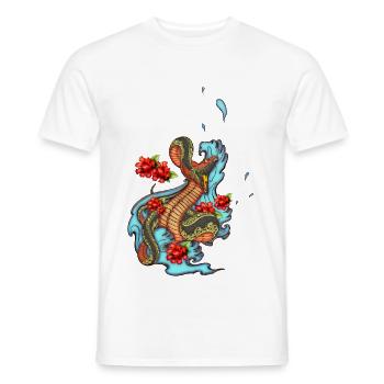 Bunte wütende Schlange mit Blumen - Männer T-Shirt - Weiß - Vorne - AI Model Male 178 dark (178cm)