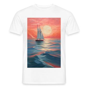 Maritime Landschaft im geometrischen Stil - Männer T-Shirt - Weiß - Vorne - AI Model Male 178 dark (178cm)