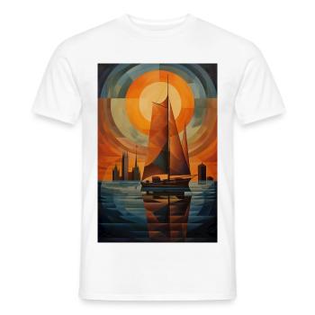 Maritime Landschaft im geometrischen Stil - Männer T-Shirt - Weiß - Vorne - AI Model Male 178 dark (178cm)