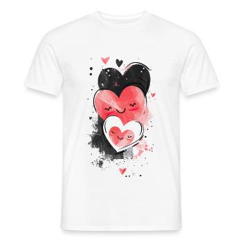 Three Happy Heart Faces | Cute and Content. - Men's T-Shirt - white - Front - AI Model Male 178 dark (178cm)
