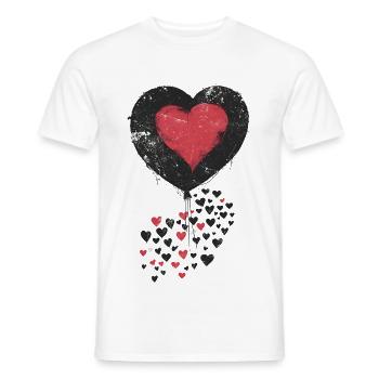 Herzballon mit umlaufendem schwarzem und rotem Herz - Männer T-Shirt - Weiß - Vorne - AI Model Male 178 dark (178cm)
