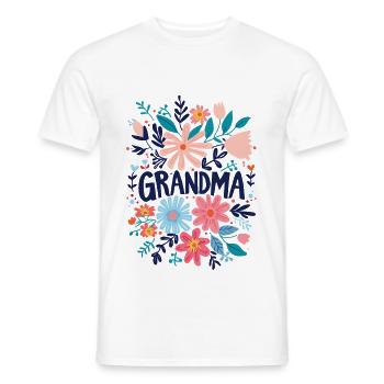 Grandma Doodle Text with Colorful Flowers - Granny - Men's T-Shirt - white - Front - AI Model Male 178 dark (178cm)