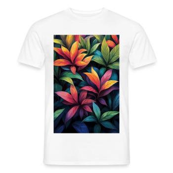 Motif de feuilles tropicales néon - T-shirt homme - blanc - Devant - AI Model Male 178 dark (178cm)