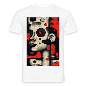 Abstraktes Porträt mit roten Akzenten - Männer T-Shirt - Weiß - Vorne - AI Model Male 178 dark (178cm)