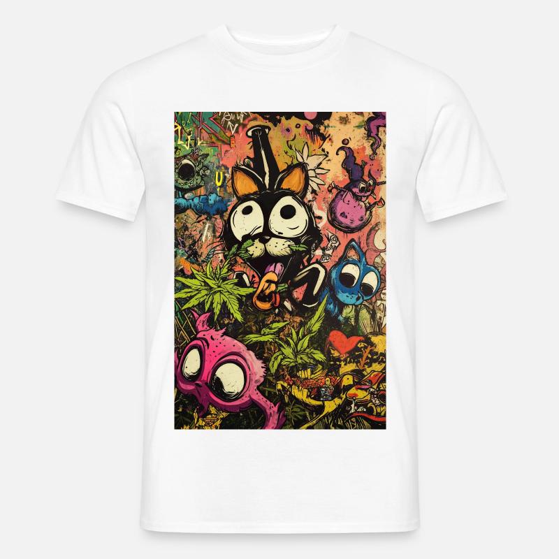 Buntes Comic-Monster Graffiti - Männer T-Shirt - Weiß