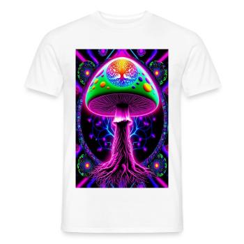 Champignon psychédélique - T-shirt homme - blanc - Devant - AI Model Male 178 dark (178cm)