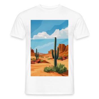 Desert Landscape Illustration Poster - Men's T-Shirt - white - Front - AI Model Male 178 dark (178cm)