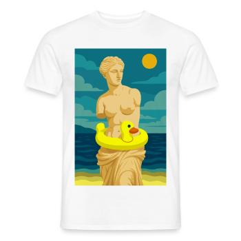 Die Venus (am Strand) - Männer T-Shirt - Weiß - Vorne - AI Model Male 178 dark (178cm)