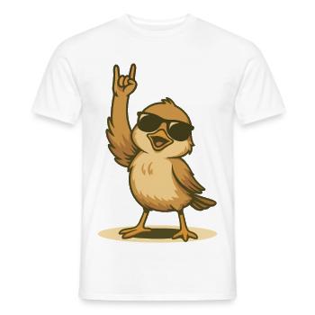 Moineau à bascule avec lunettes de soleil - T-shirt homme - blanc - Devant - AI Model Male 178 dark (178cm)