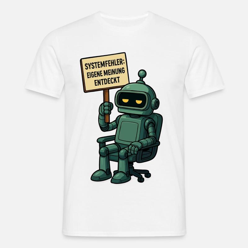 Systemfehler entdeckt – Denk selbst! Roboter - Männer T-Shirt - Weiß