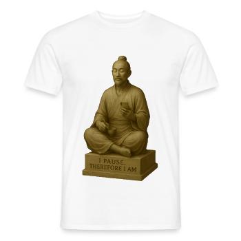 Meditativer Mönch mit Smartphone - Männer T-Shirt - Weiß - Vorne - AI Model Male 178 dark (178cm)