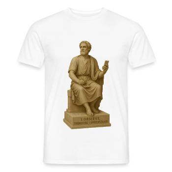 Statue de philosophe antique avec smartphone - T-shirt homme - blanc - Devant - AI Model Male 178 dark (178cm)