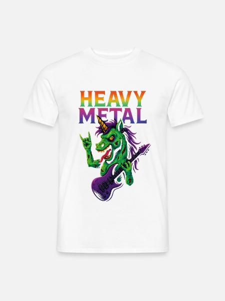 Heavy Metal Zombie Einhorn - Männer T-Shirt - Weiß