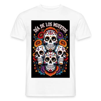 Dia de los Muertos Day of the Dead Flower Skull - Men's T-Shirt - white - Front - AI Model Male 178 dark (178cm)