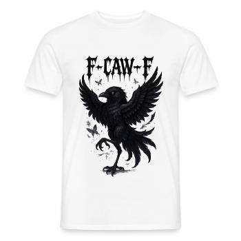 F Caw F Crow Raven Shirt | Gothic Halloween Spooky - Men's T-Shirt - white - Front - AI Model Male 178 dark (178cm)