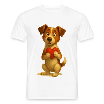 Jack Russell Terrier avec cœur - T-shirt homme - blanc - Devant - AI Model Male 178 dark (178cm)