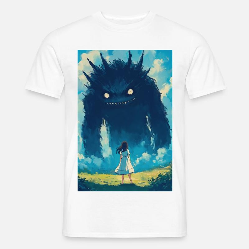 Ein Mädchen steht einem Monster gegenüber - Männer T-Shirt - Weiß