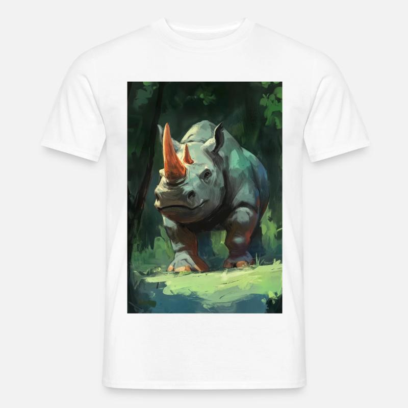 Illustration eines Nashorns - Männer T-Shirt - Weiß