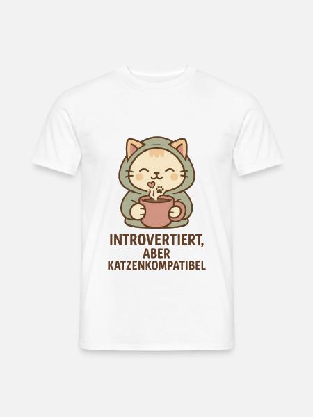 Introvertiert, aber katzenkompatibel - Männer T-Shirt - Weiß