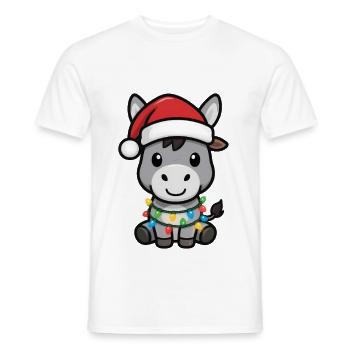 Esel Elfe Xmas Lustiges Weihnachtsgeschen - Männer T-Shirt - Weiß - Vorne - AI Model Male 178 dark (178cm)