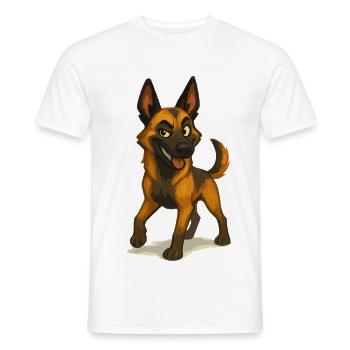 Naughty Malinois Cartoon Dog - Men's T-Shirt - white - Front - AI Model Male 178 dark (178cm)