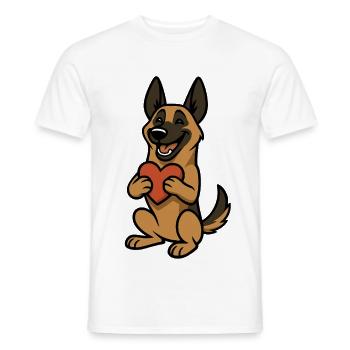 Malinois avec Heart Comic - T-shirt homme - blanc - Devant - AI Model Male 178 dark (178cm)