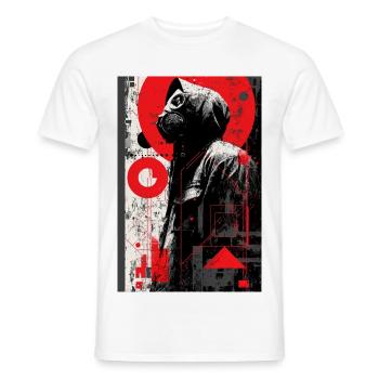 Masque à gaz rouge Graffiti - T-shirt homme - blanc - Devant - AI Model Male 178 dark (178cm)