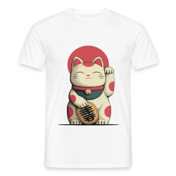 Maneki-Neko Glücks-Katze - Männer T-Shirt - Weiß - Vorne - AI Model Male 178 dark (178cm)