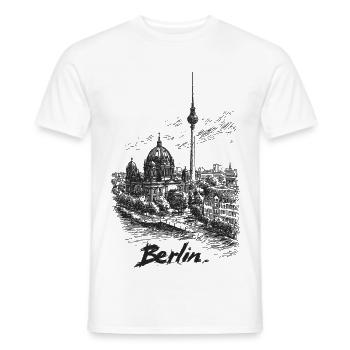 Berliner Skyline Silhouette - Männer T-Shirt - Weiß - Vorne - AI Model Male 178 dark (178cm)