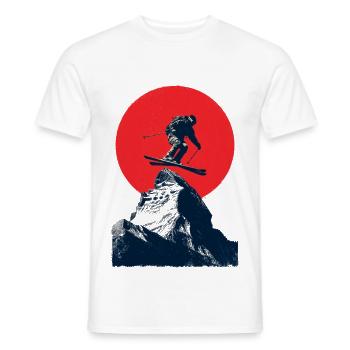 Saut à ski sur des sommets rocheux - T-shirt homme - blanc - Devant - AI Model Male 178 dark (178cm)